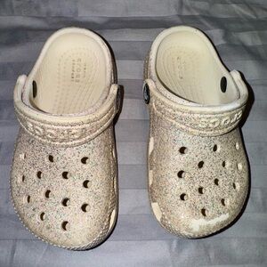 CROCS Kids Sparkle Slippers - Cream